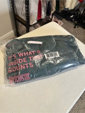 PINK Dark Green Graphic Sweatshirt - "It's What's Inside That Counts"